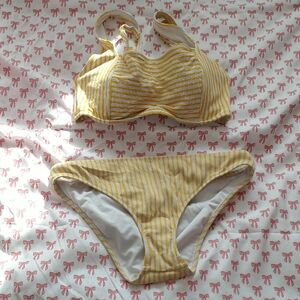 Yellow Striped Bikini Set